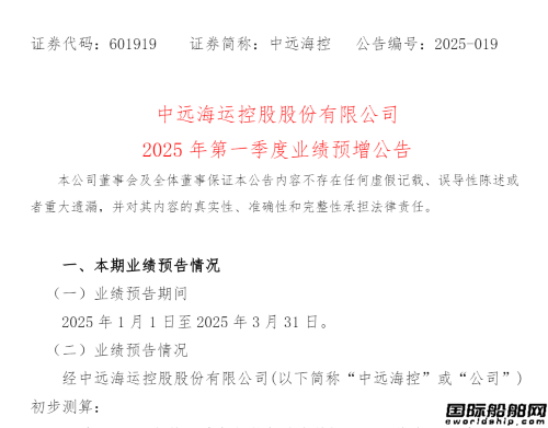 净利润132亿！中远海控首季度开门红